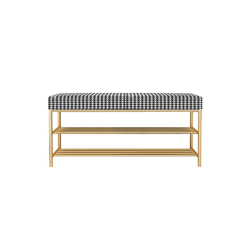 Rectangle Shoe Storage Entryway Bench Cushioned Modern Metal Seating Bench