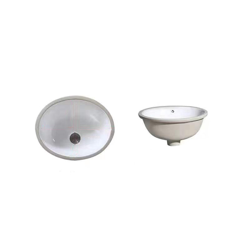 Modern Undermount Vanity Sink Oval Porcelain with Pop-Up Drain Bathroom Sink