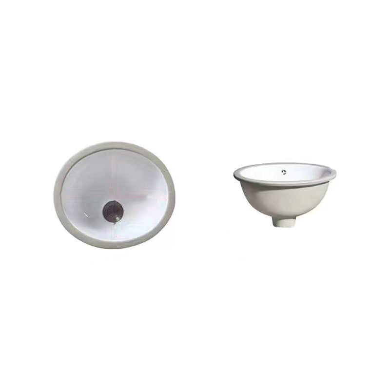 Modern Undermount Vanity Sink Oval Porcelain with Pop-Up Drain Bathroom Sink