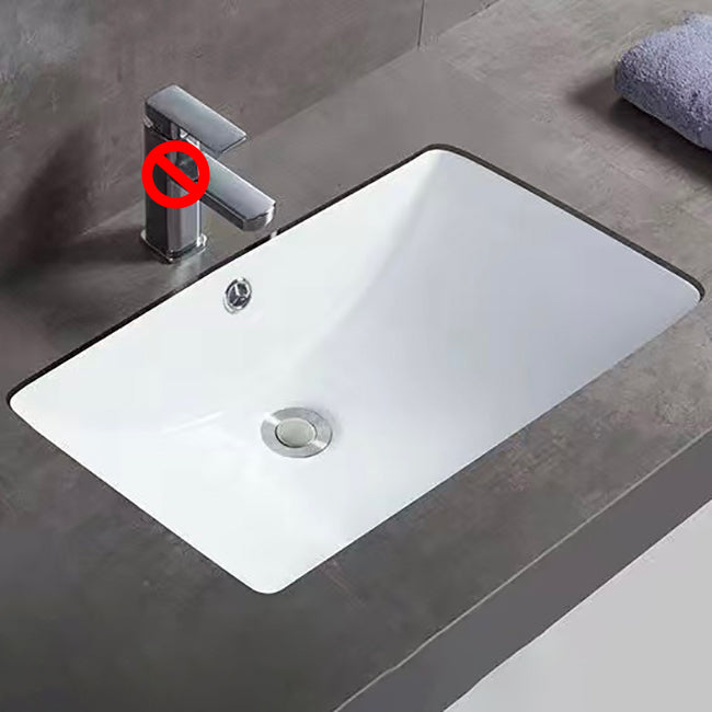 Modern Undermount Vanity Sink Oval Porcelain with Pop-Up Drain Bathroom Sink