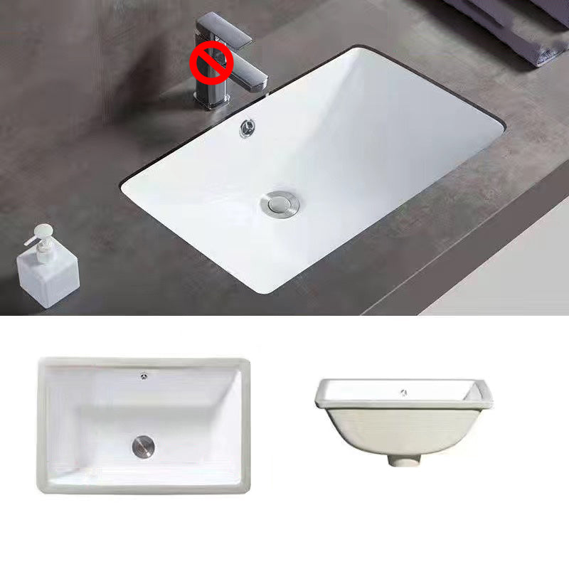 Modern Undermount Vanity Sink Oval Porcelain with Pop-Up Drain Bathroom Sink