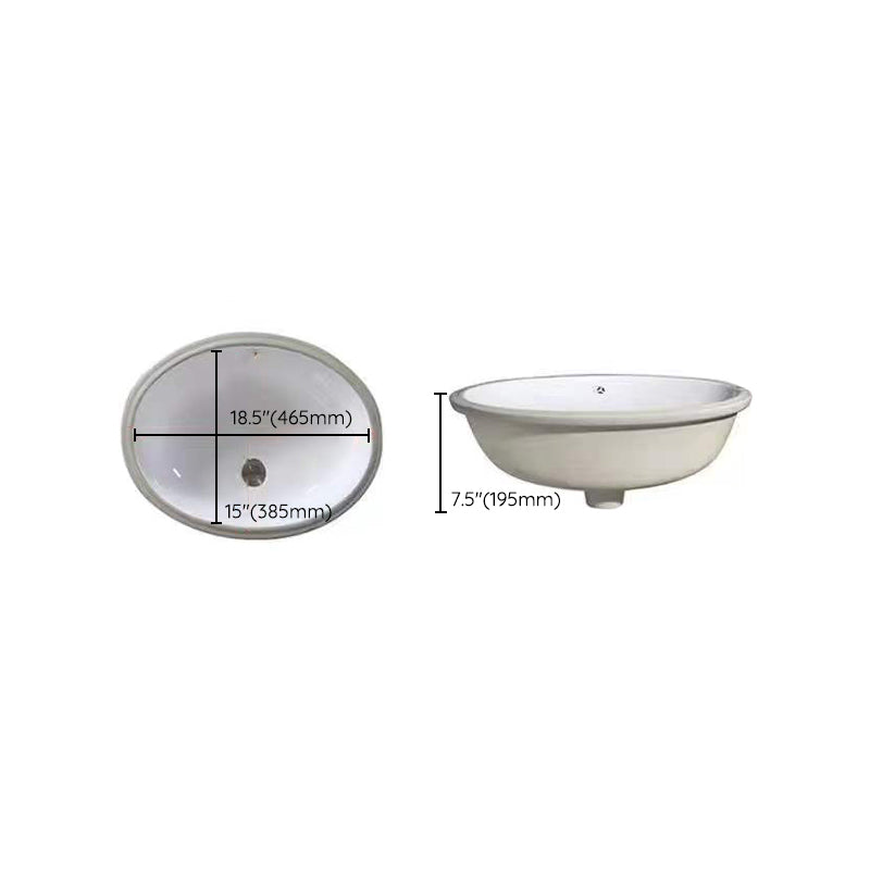 Modern Undermount Vanity Sink Oval Porcelain with Pop-Up Drain Bathroom Sink