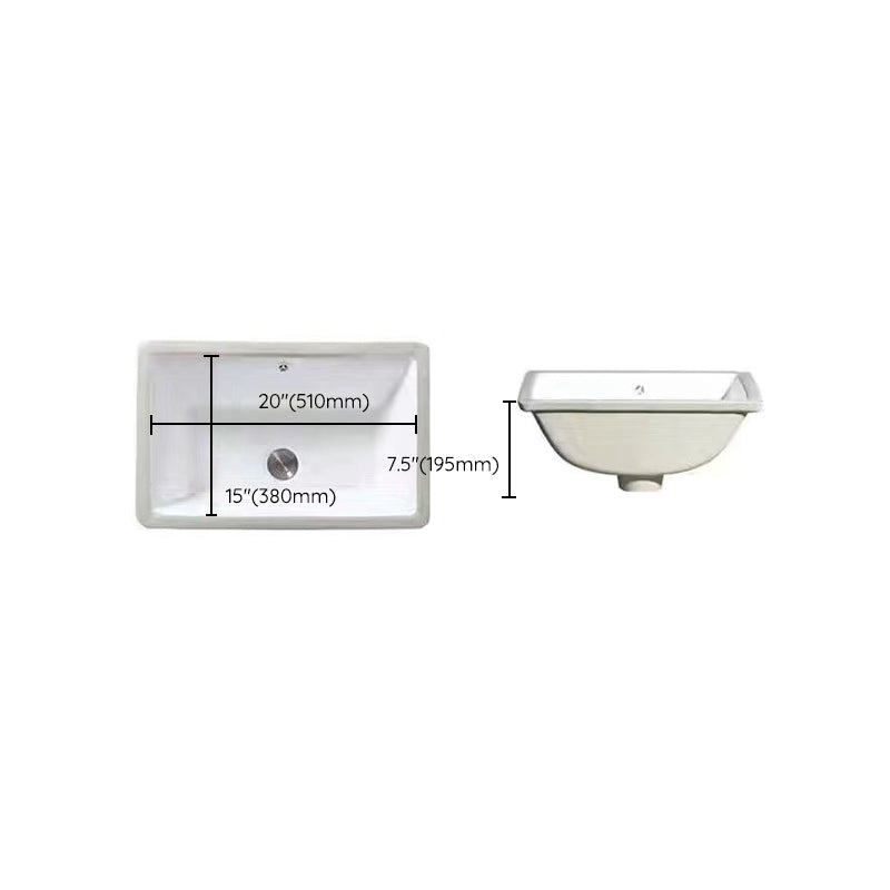 Modern Undermount Vanity Sink Oval Porcelain with Pop-Up Drain Bathroom Sink
