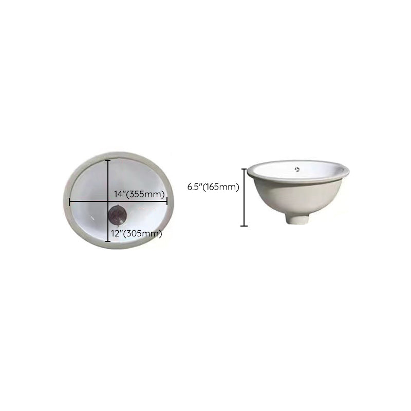 Modern Undermount Vanity Sink Oval Porcelain with Pop-Up Drain Bathroom Sink