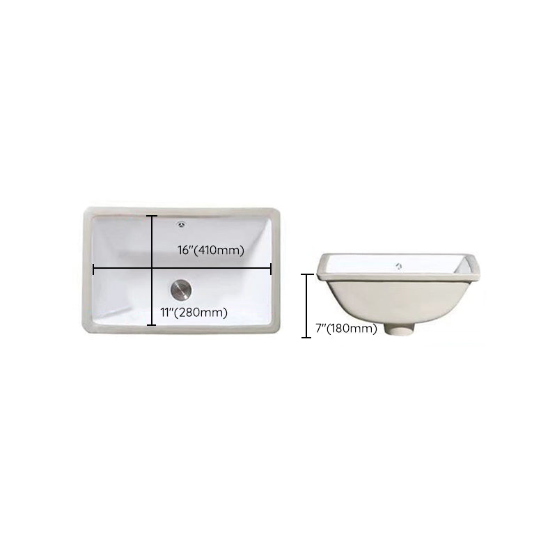 Modern Undermount Vanity Sink Oval Porcelain with Pop-Up Drain Bathroom Sink