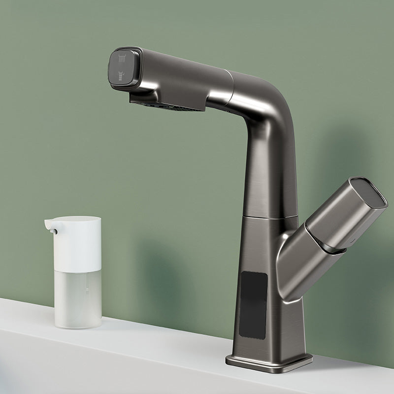 Washroom Sink Faucet Rotary Handle Pull-out Single Hole Sink Faucet