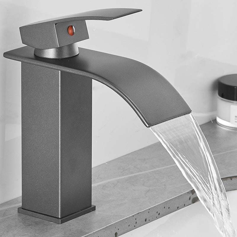 Modern Bathroom Sink Faucet Waterfall Spout Lever Handle Brass Sink Faucet