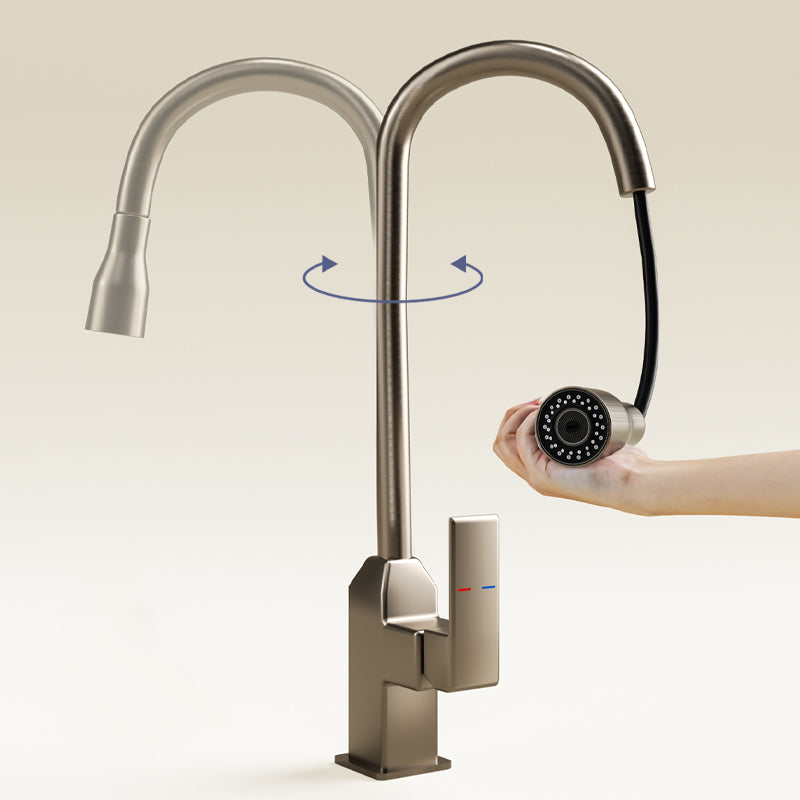 Modern Pull Down Pot Filler One Handle High Profile Filler with Sprayer