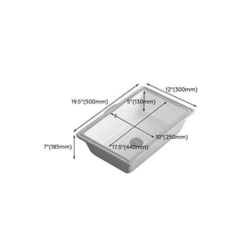 Modern Undermount Vanity Sink Rectangular Porcelain with Overflow Vessel Sink