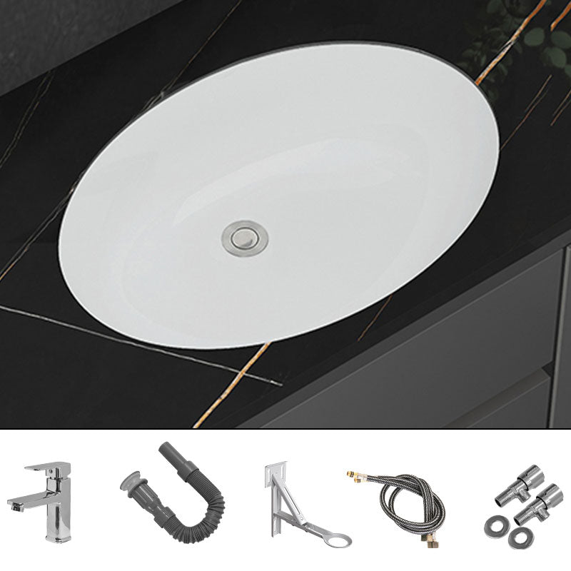 Modern White Bathroom Sink Porcelain Trough Bathroom Sink with Faucet