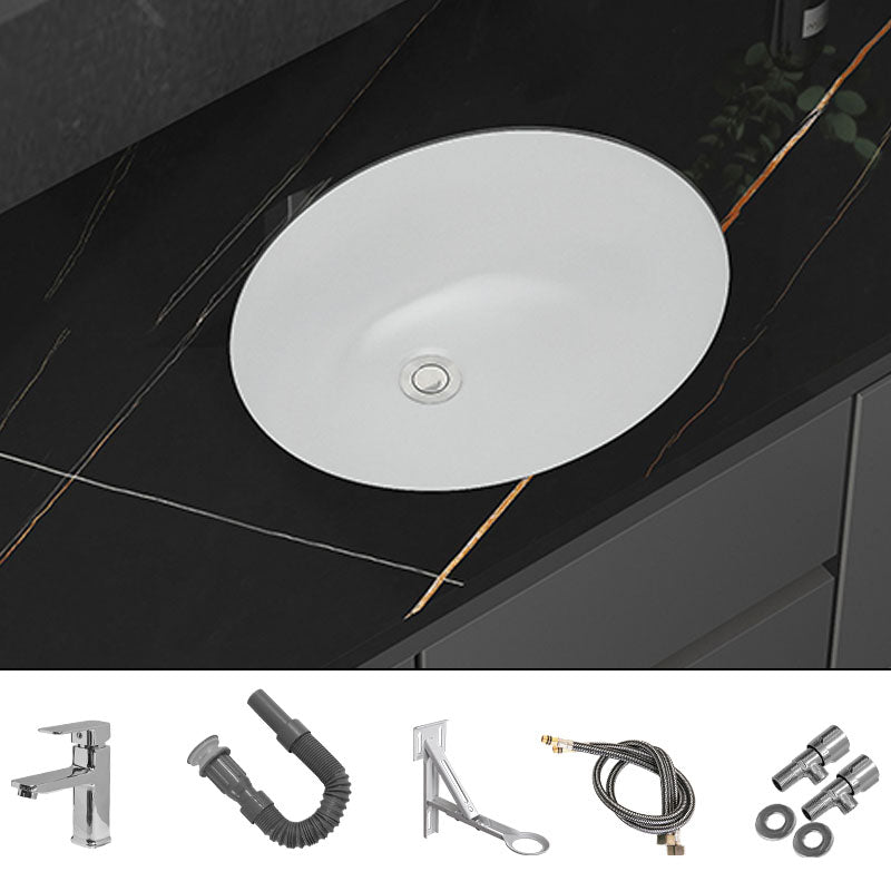 Modern White Bathroom Sink Porcelain Trough Bathroom Sink with Faucet