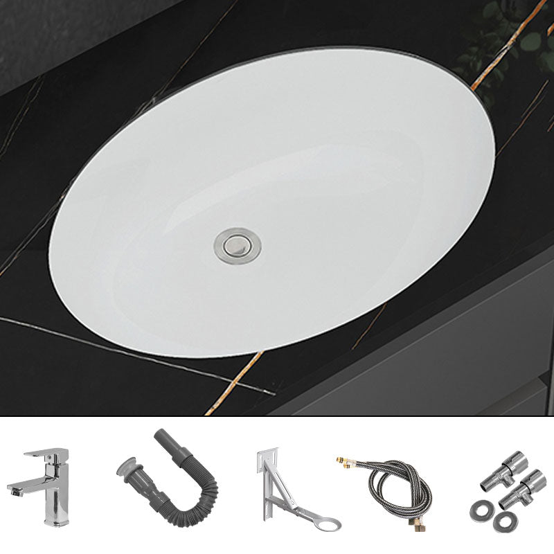 Modern White Bathroom Sink Porcelain Trough Bathroom Sink with Faucet