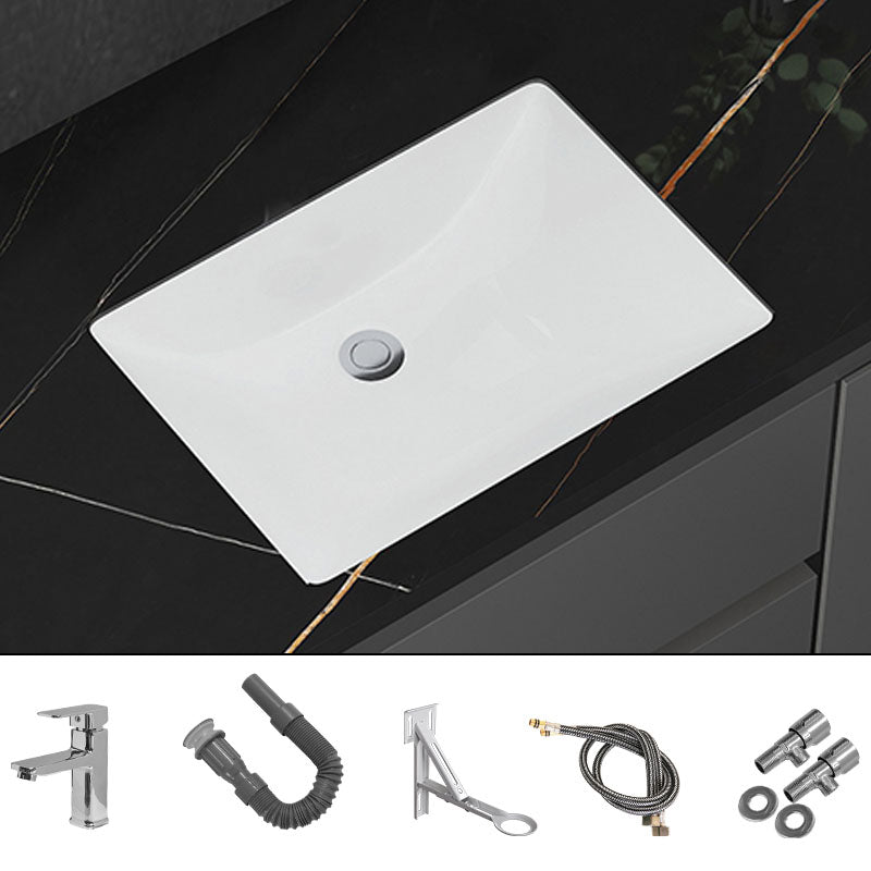 Modern White Bathroom Sink Porcelain Trough Bathroom Sink with Faucet