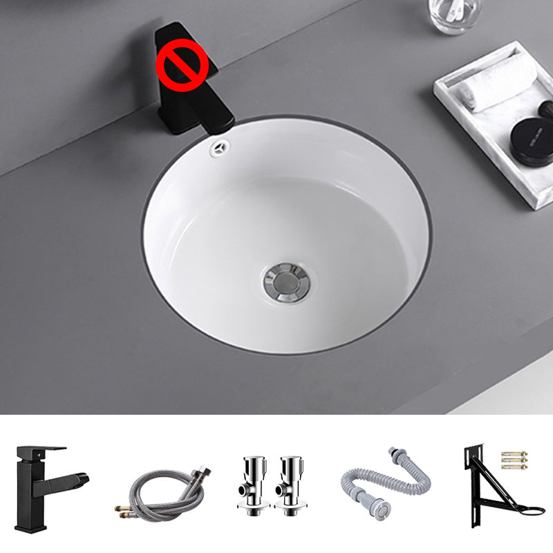 Traditional Undermount Vanity Sink Round Porcelain with Overflow Basin Sink