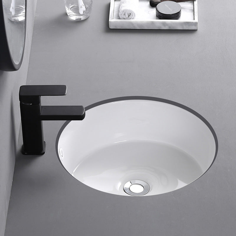 Traditional Undermount Vanity Sink Round Porcelain with Overflow Basin Sink