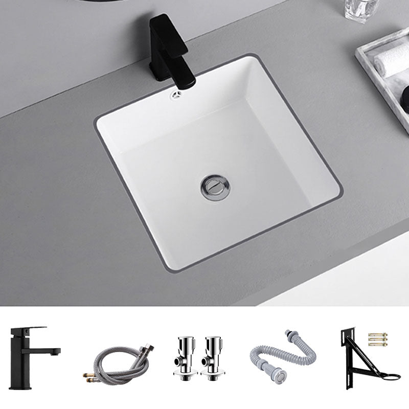 Traditional Undermount Vanity Sink Round Porcelain with Overflow Basin Sink