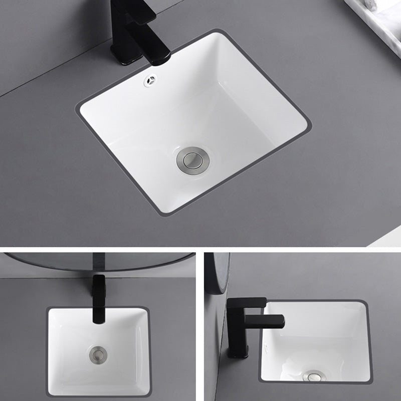 Traditional Undermount Vanity Sink Round Porcelain with Overflow Basin Sink
