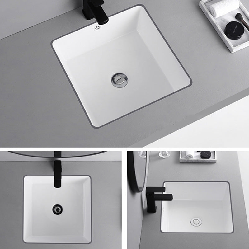 Traditional Undermount Vanity Sink Round Porcelain with Overflow Basin Sink