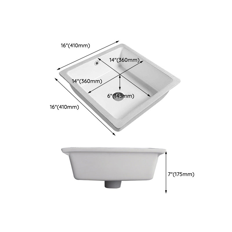 Traditional Undermount Vanity Sink Round Porcelain with Overflow Basin Sink