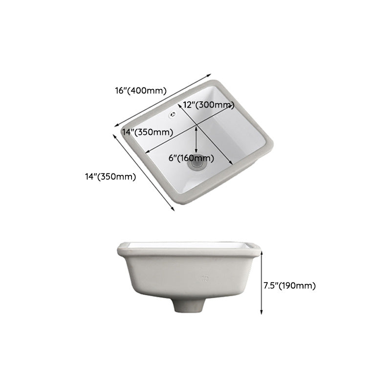 Traditional Undermount Vanity Sink Round Porcelain with Overflow Basin Sink