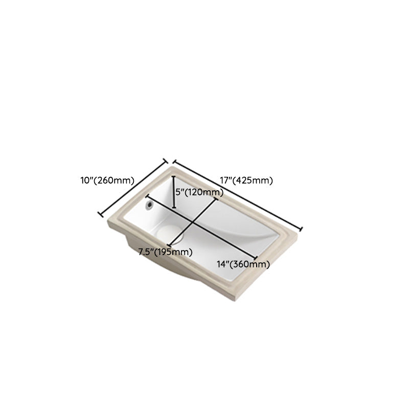 Traditional Undermount Bathroom Sink Rectangular with Faucet Basin Sink