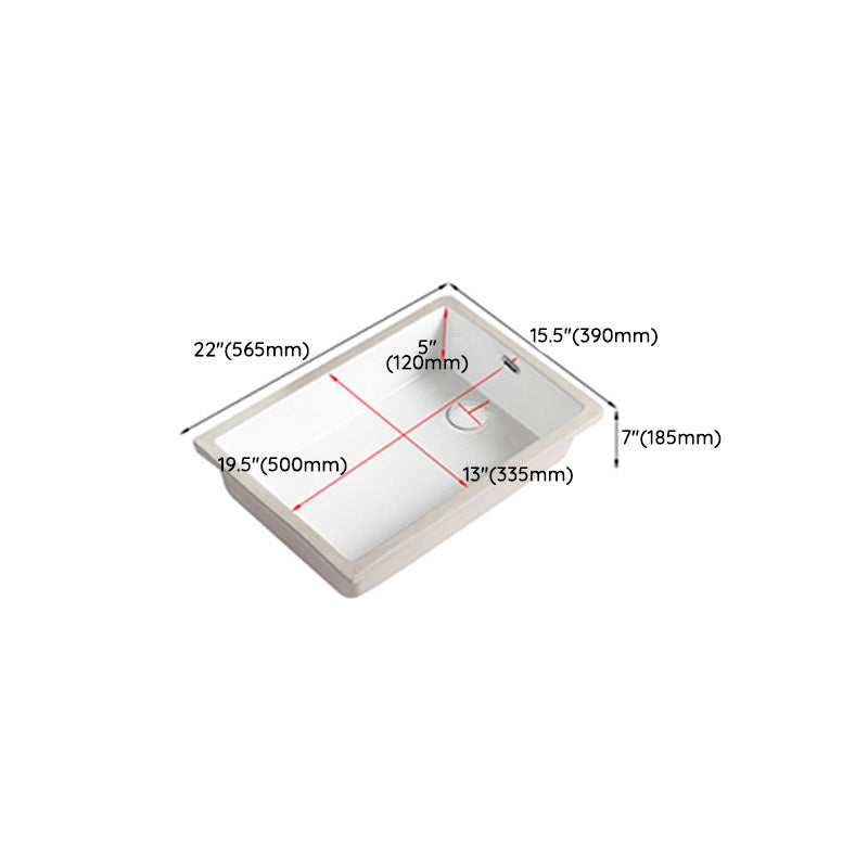 Traditional Undermount Bathroom Sink Rectangular with Faucet Basin Sink