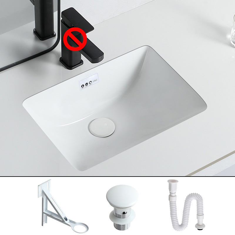 Traditional Undermount Bathroom Sink Porcelain with Overflow and Drain Assembly Basin Sink