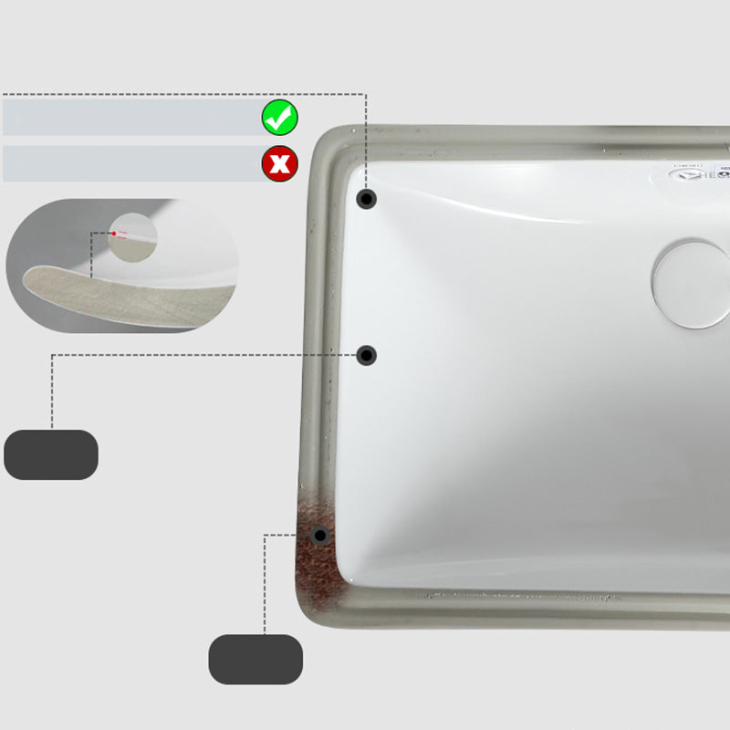 Traditional Undermount Bathroom Sink Porcelain with Overflow and Drain Assembly Basin Sink