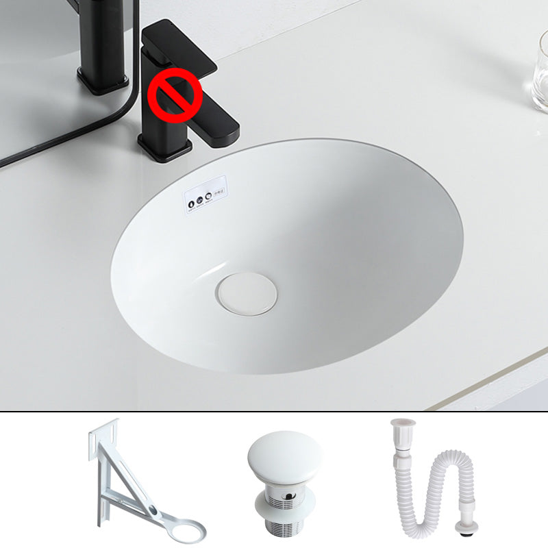 Traditional Undermount Bathroom Sink Porcelain with Overflow and Drain Assembly Basin Sink