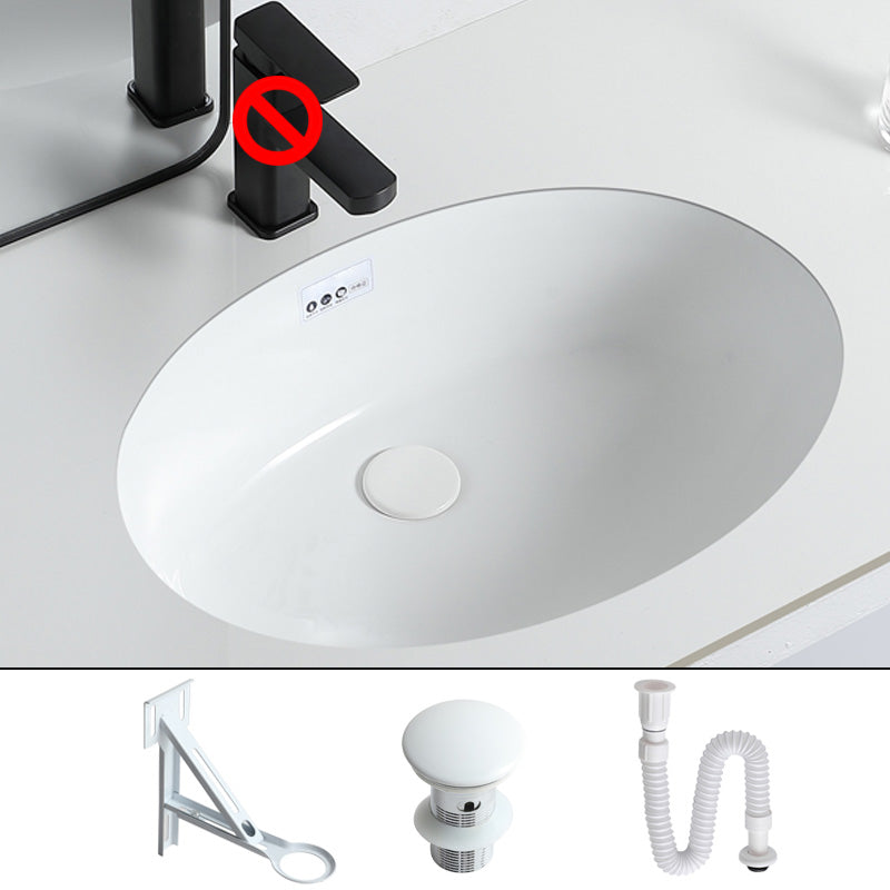 Traditional Undermount Bathroom Sink Porcelain with Overflow and Drain Assembly Basin Sink