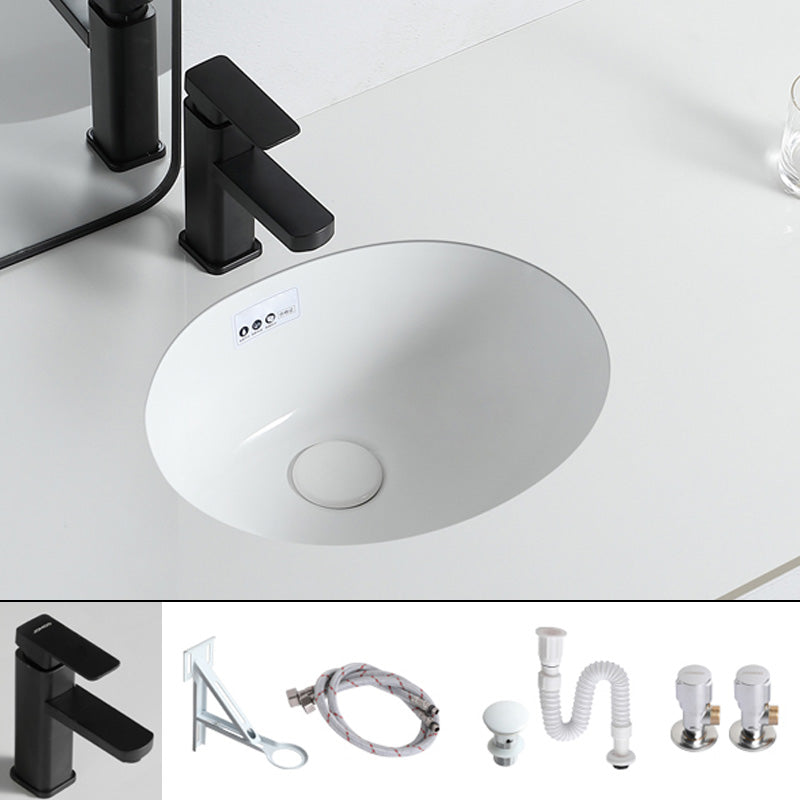 Traditional Undermount Bathroom Sink Porcelain with Overflow and Drain Assembly Basin Sink