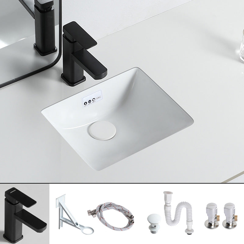 Traditional Undermount Bathroom Sink Porcelain with Overflow and Drain Assembly Basin Sink