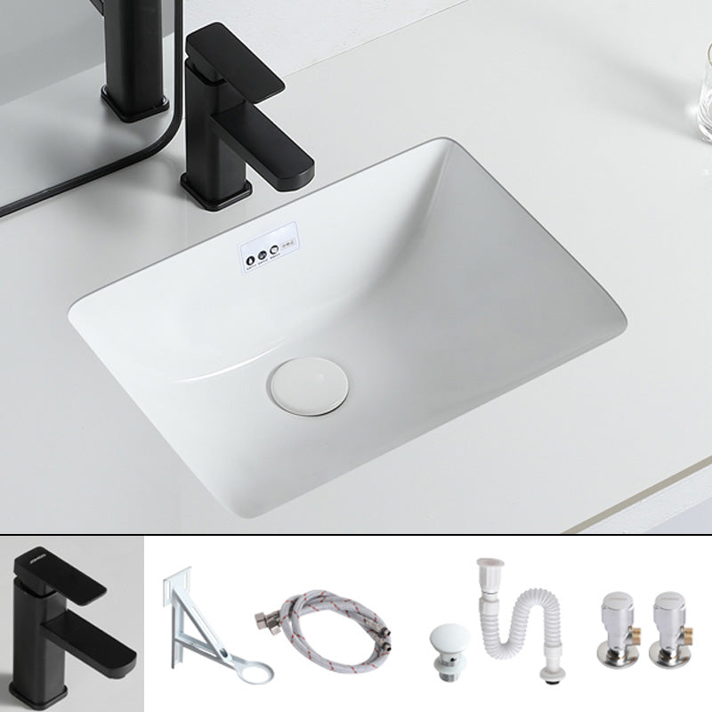 Traditional Undermount Bathroom Sink Porcelain with Overflow and Drain Assembly Basin Sink