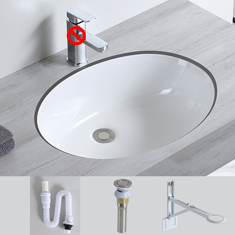 Traditional Undermount Bathroom Sink Porcelain with Pop-Up Drain Basin