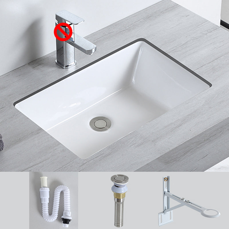 Traditional Undermount Bathroom Sink Porcelain with Pop-Up Drain Basin