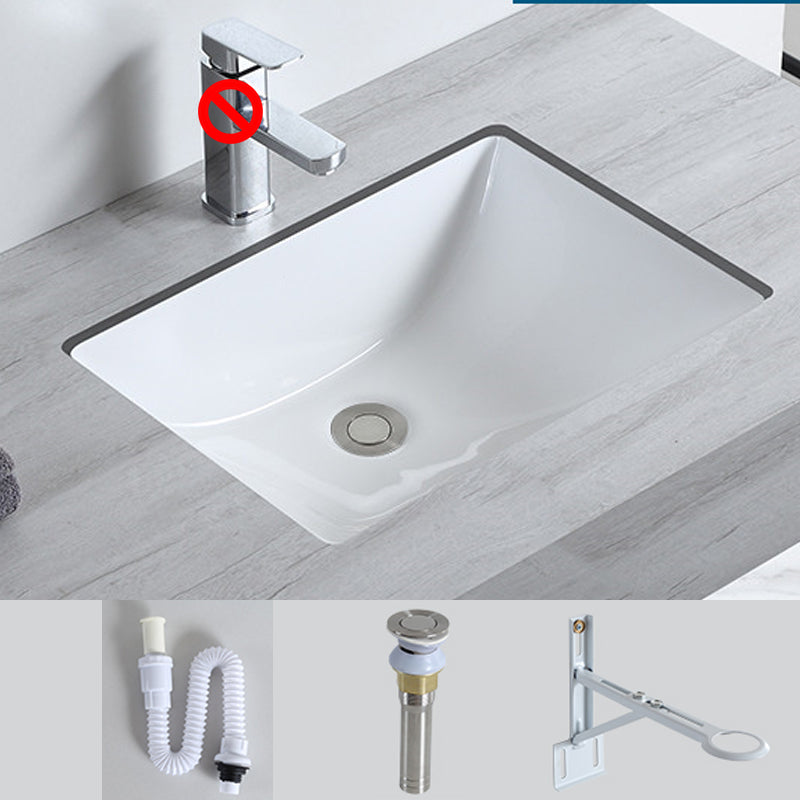 Traditional Undermount Bathroom Sink Porcelain with Pop-Up Drain Basin