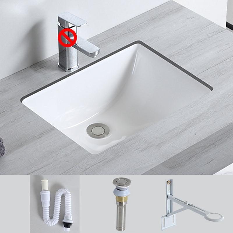Traditional Undermount Bathroom Sink Porcelain with Pop-Up Drain Basin