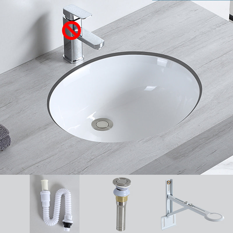 Traditional Undermount Bathroom Sink Porcelain with Pop-Up Drain Basin
