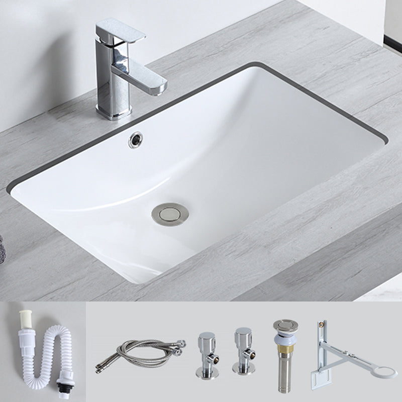 Traditional Undermount Bathroom Sink Porcelain with Pop-Up Drain Basin