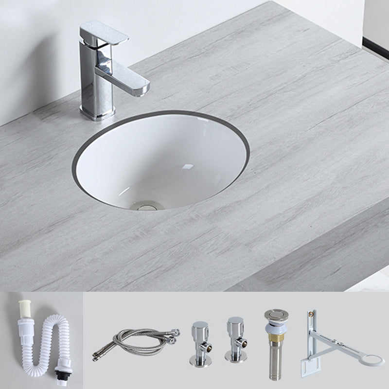 Traditional Undermount Bathroom Sink Porcelain with Pop-Up Drain Basin