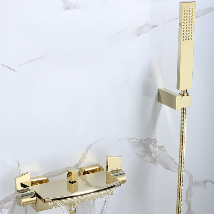 Modern Tub Faucet Trim Copper with Diverter and Hose Wall Mounted Bath Filler