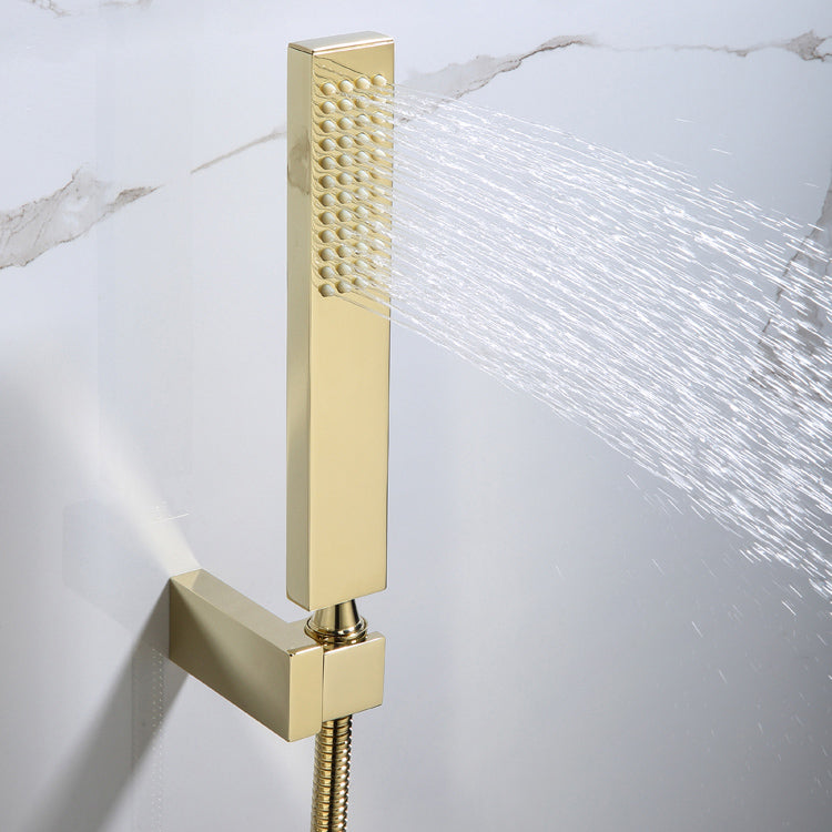 Modern Tub Faucet Trim Copper with Diverter and Hose Wall Mounted Bath Filler