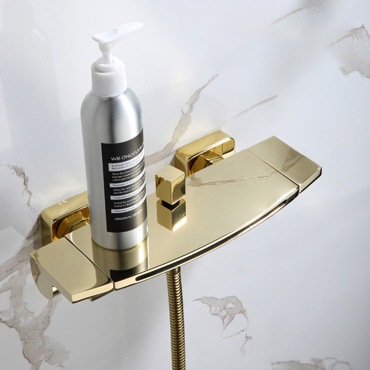 Modern Tub Faucet Trim Copper with Diverter and Hose Wall Mounted Bath Filler