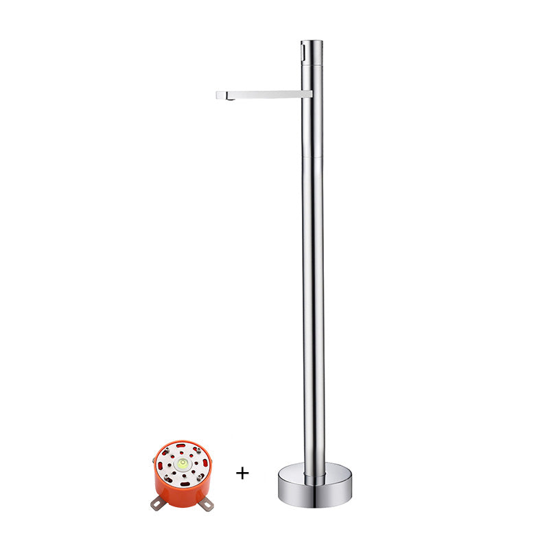 Floor Mounted Freestanding Tub Filler Freestanding High Arc Tub Filler Trim in Silver