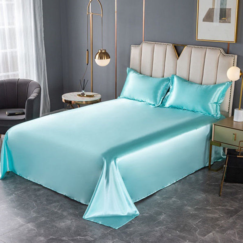 Silk Bed Sheet Set Ultra Soft Elegant Fitted Sheet for Bedroom