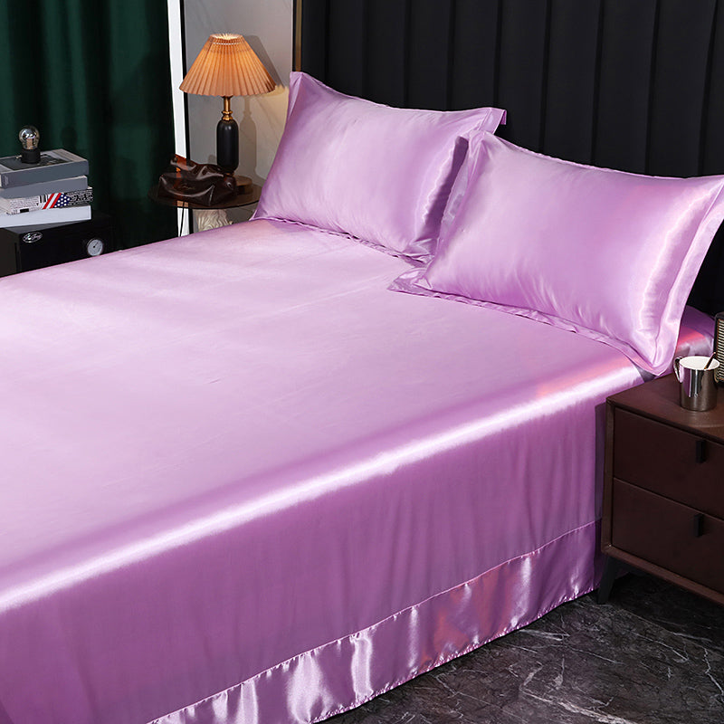 Elegant Fitted Sheet Modern Silk Ultra Soft Soild Bed Sheet Set