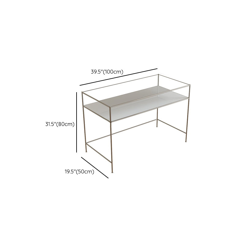 Modern Rectangular Writing Desk Chrome 31.5-inch Tall Office Desk with H-Base