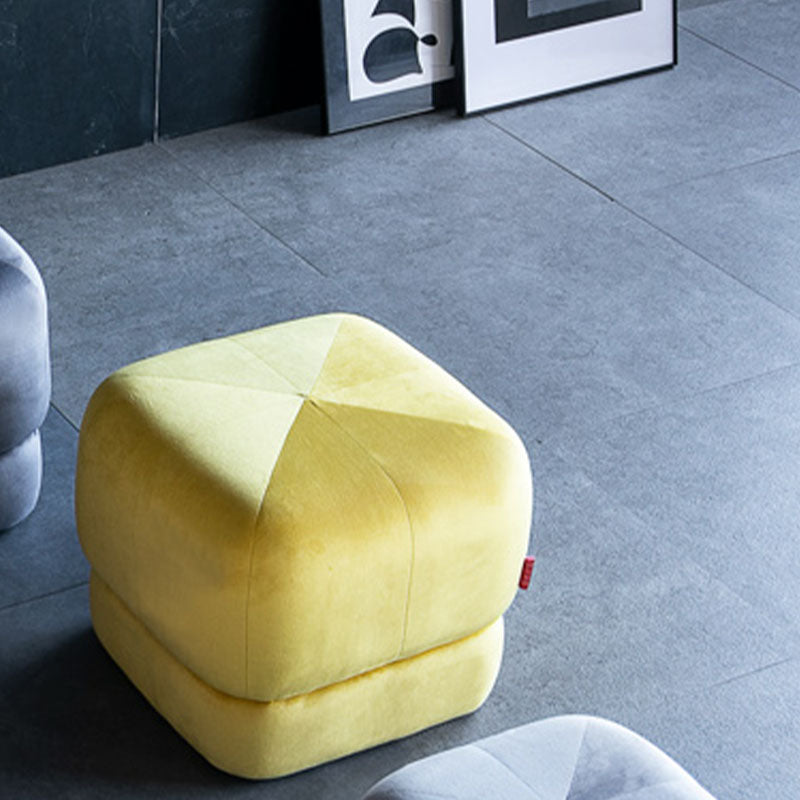 Modern Pouf Ottoman Velvet Upholstered Fade Resistant Solid Color Square Ottoman