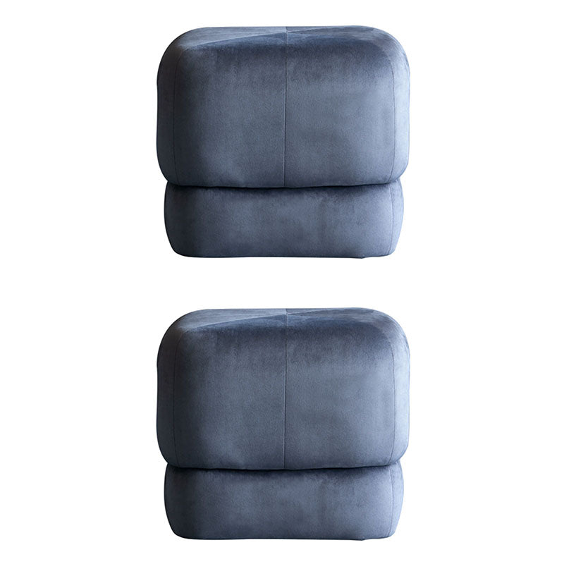 Modern Pouf Ottoman Velvet Upholstered Fade Resistant Solid Color Square Ottoman