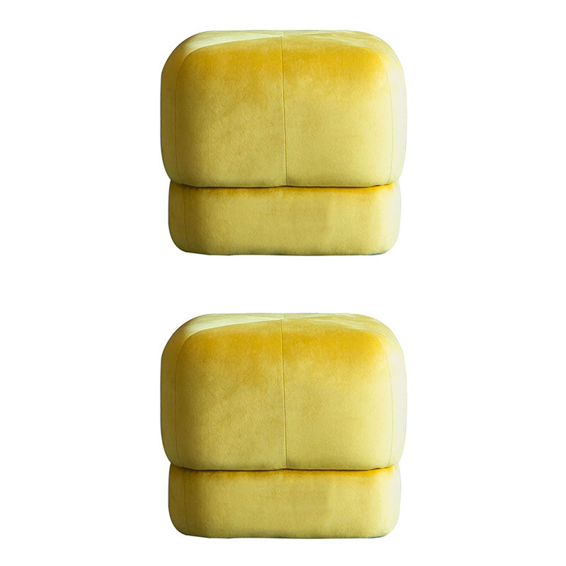 Modern Pouf Ottoman Velvet Upholstered Fade Resistant Solid Color Square Ottoman
